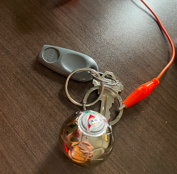 Testing the Makey Makey space key using a finger as the conductive contact, observing how the p5.js sketch responds to a single keypress input.